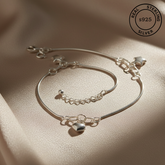 925 Sterling Silver Heart Charm Anklet