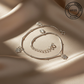 925 Sterling Silver Leaf Drop Anklet