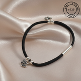 925 Sterling Silver Butterfly Charm Black Thread Anklet