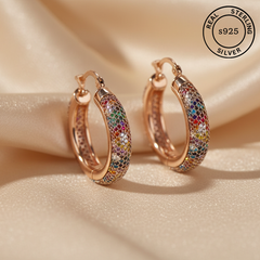925 Sterling Silver Rosegold Radiant hoops