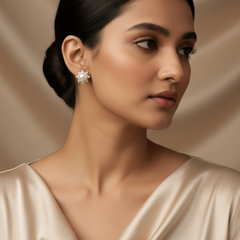 925 Sterling Silver Floral Pearl Studs