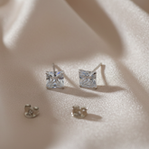 925 Sterling Silver Solitaire Square Studs