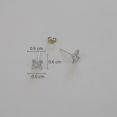 925 Sterling Silver Solitaire Square Studs