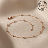 925 Sterling Silver Rosegold Ball Anklet