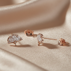 Rose gold earrings with AAA+ CZ zircons