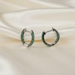 925 Sterling Silver Emerald Glow Hoops