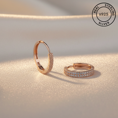 925 Sterling Silver Rosegold Spark Hoops