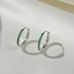 925 Sterling Silver Emerald Glow Hoops