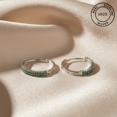 925 Sterling Silver Emerald Glow Hoops