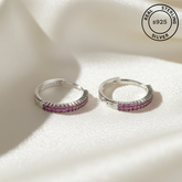 925 Sterling Silver Pink Spark Hoops