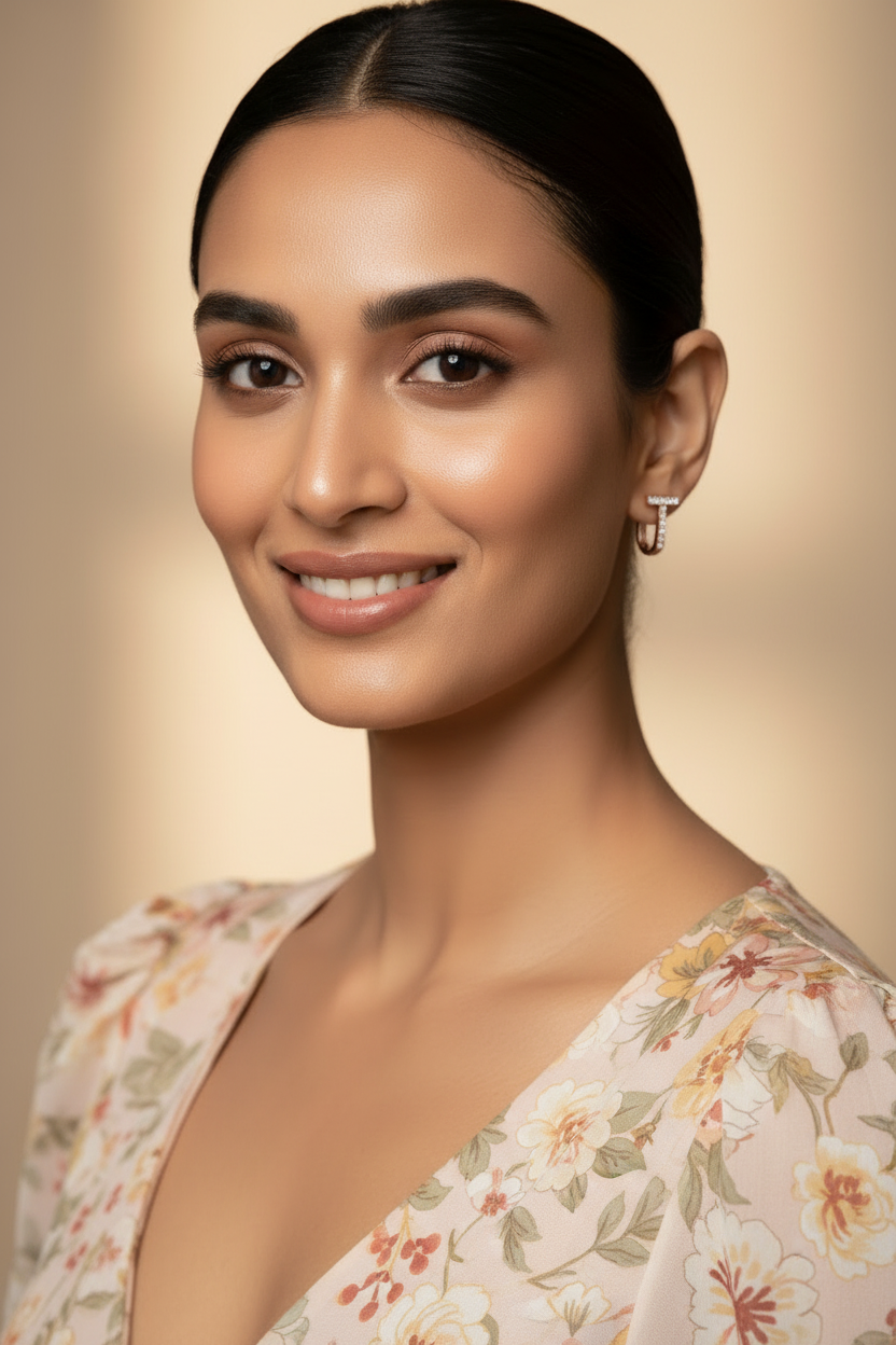 Close-up of a woman wearing 925 Sterling Silver Blue Hoops