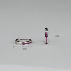 925 Sterling Silver Pink Mini Hoops