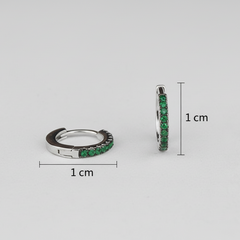 925 Sterling Silver Emerald Mini Hoops
