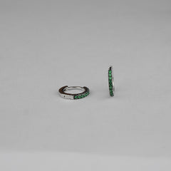 925 Sterling Silver Emerald Mini Hoops
