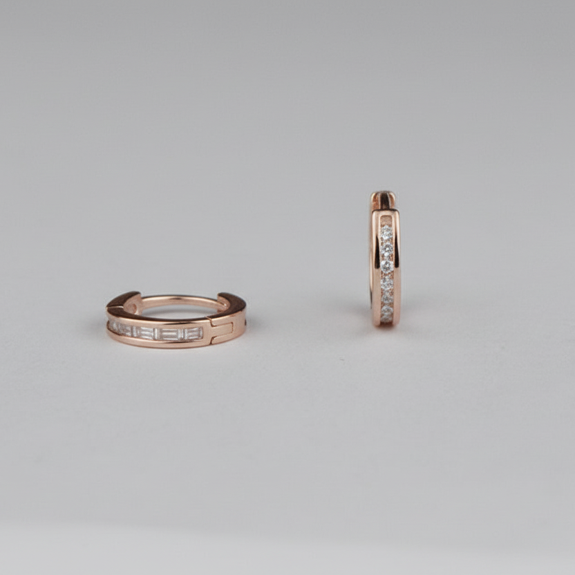 925 Sterling Silver Rosegold Mini Hoops