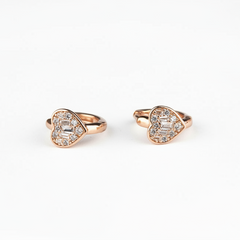 925 Sterling Silver Rosegold Crystal Heart Hoops