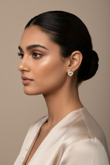 925 Sterling Silver Rosegold Crystal Heart Hoops