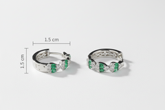 925 Sterling Silver Emerald Crown Hoops
