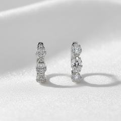 925 Sterling Silver Crystal Crown Hoops