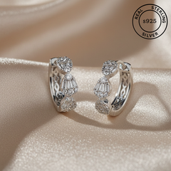 925 Sterling Silver Crystal Crown Hoops