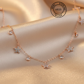 925 Sterling Silver Celeste Sparkle Necklace (Rose Gold)