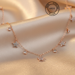 925 Sterling Silver Celeste Sparkle Necklace (Rose Gold)