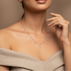 925 Sterling Silver Celeste Sparkle Necklace (Rose Gold)