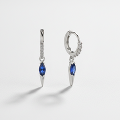 925 Sterling Silver Blue Dagger Hoops