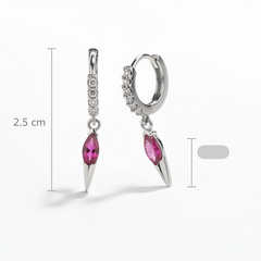 925 Sterling Silver Pink Dagger Hoops
