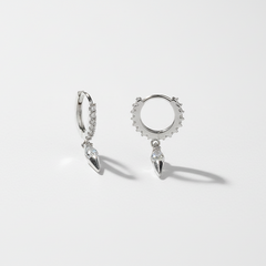 925 Sterling Silver Crystal Dagger Hoops