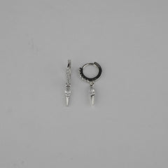 925 Sterling Silver Crystal Dagger Hoops