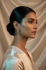 925 Sterling Silver Emerald Dagger Hoops