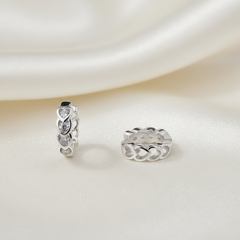 925 Sterling Silver Twisted Zircon Hoop Earrings