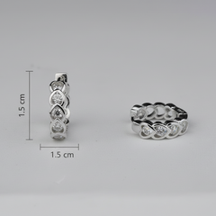 925 Sterling Silver Twisted Zircon Hoop Earrings