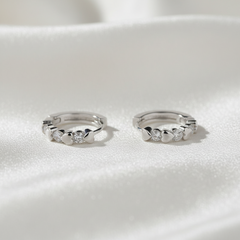 925 Sterling Silver Heart Crystal Huggie Hoop Earrings