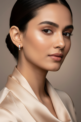 925 Sterling Silver Heart Crystal Huggie Hoop Earrings