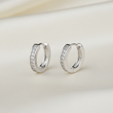 925 Sterling Silver Crystal Hoop Earrings