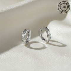 925 Sterling Silver Dainty Crystal Huggie Hoop Earrings