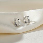 925 Sterling Silver Solitaire Crystal Hoop Earrings
