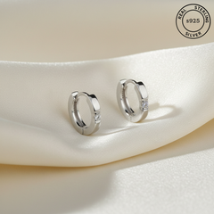 925 Sterling Silver Solitaire Crystal Hoop Earrings