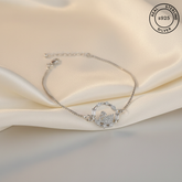925 Sterling Silver Swan Zircon Bracelet featuring 'Real Sterling Silver' label.