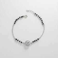 925 Sterling Silver Black Bead Halo Bracelet