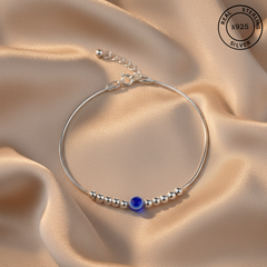 925 Sterling Silver Beaded Evil Eye Bracelet
