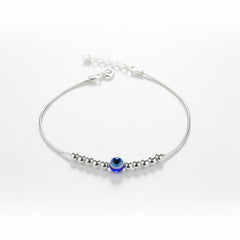 925 Sterling Silver Beaded Evil Eye Bracelet