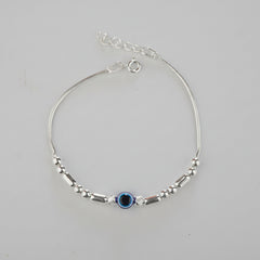 925 Sterling Silver Beaded Evil Eye Bracelet