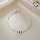 925 Sterling Silver Minimal Bead Snake Chain Bracelet