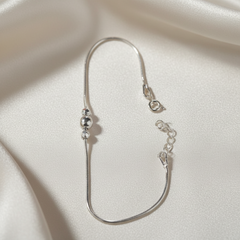 925 Sterling Silver Minimal Bead Snake Chain Bracelet