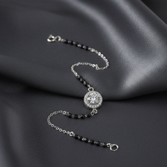 925 Sterling Silver Black Bead Halo Bracelet