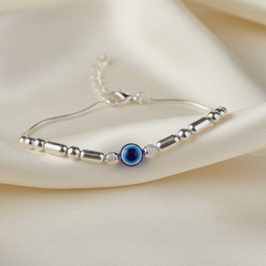 925 Sterling Silver Beaded Evil Eye Bracelet
