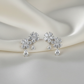Silver Rani CZ Flower Stud Earrings